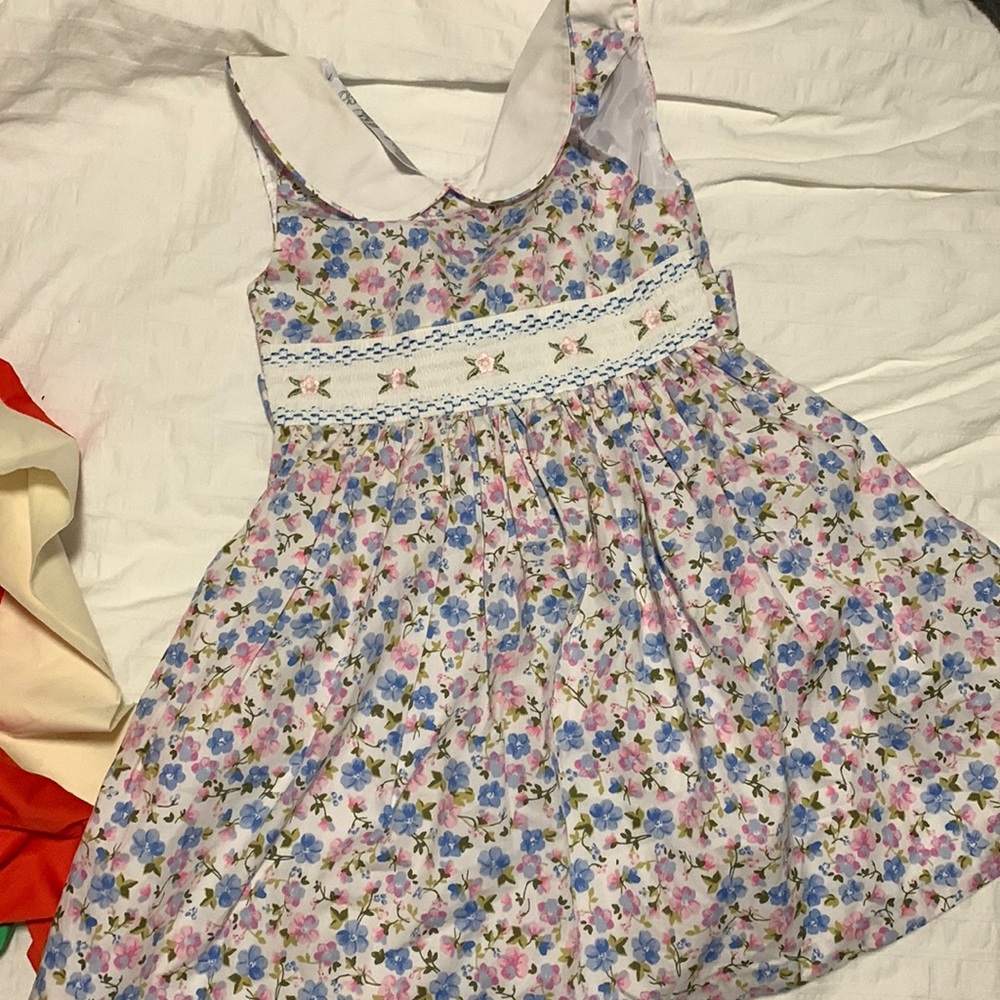Worn to church 1x smocked floral summer dress